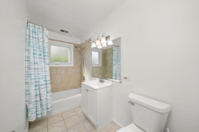 176 Monee Rd, Park Forest, IL 60466 - full bath featuring shower / bath combo with shower curtain, tile patterned floors, vanity, and toilet