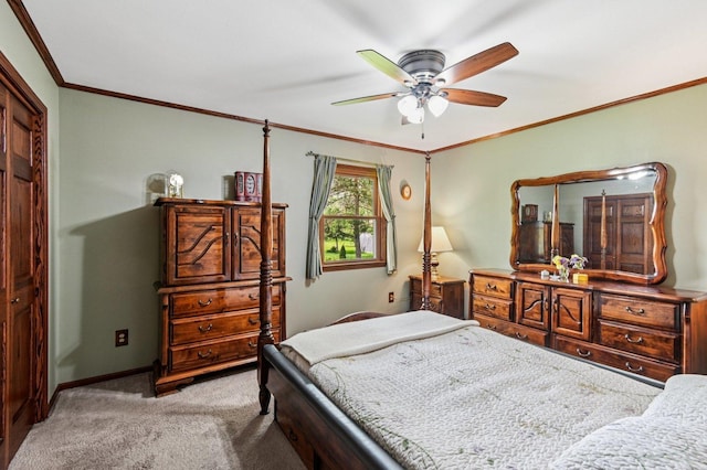 36746 N Eastmoor Ave, Lake Villa, IL 60046 - bedroom with carpet flooring, ornamental molding, and ceiling fan