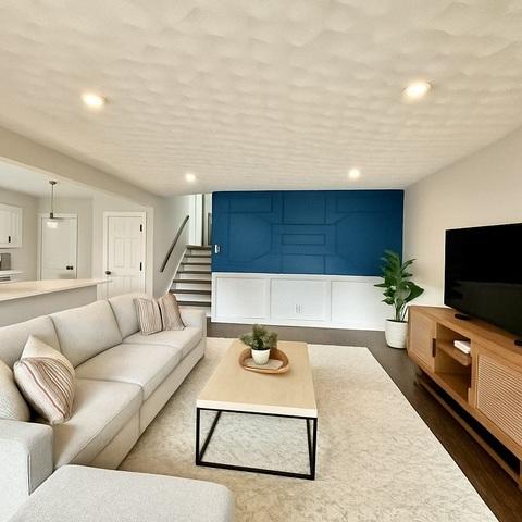14409 Kimbark Ave, Dolton, IL 60419 - living area featuring stairway, recessed lighting, and dark wood-style flooring