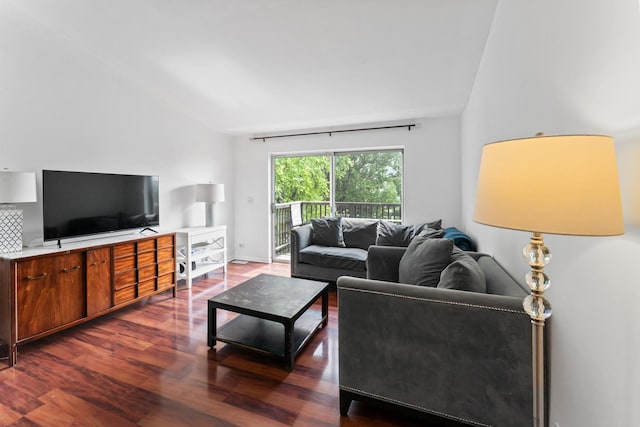 2827 S Embers Ln Unit 0, Arlington Heights, IL 60005 - living room with lofted ceiling, dark wood-style floors, and baseboards