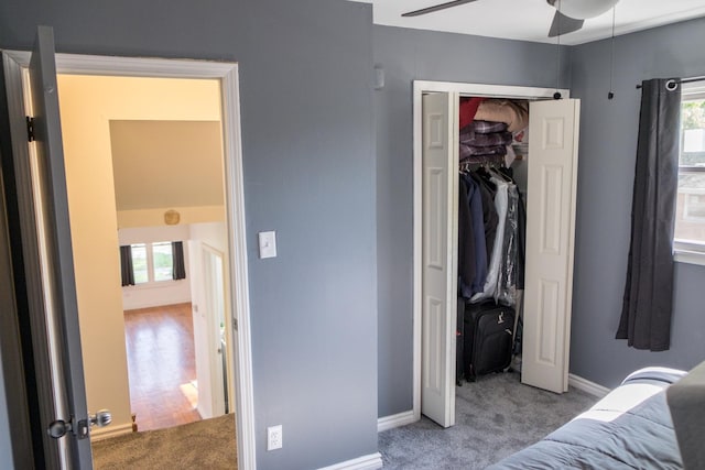 34 E 159th St, South Holland, IL 60473 - bedroom featuring carpet floors, baseboards, a closet, and a ceiling fan