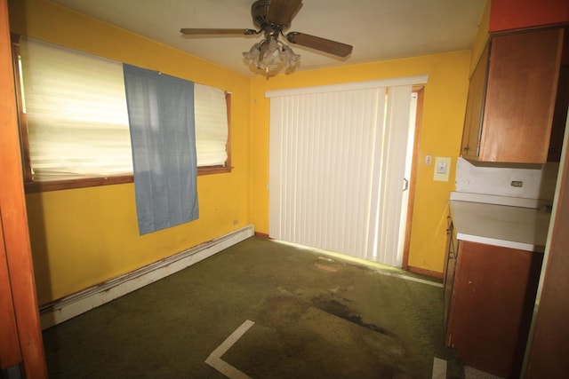 20340 Keeler Ave, Matteson, IL 60443 - carpeted empty room with baseboard heating, a ceiling fan, and baseboards