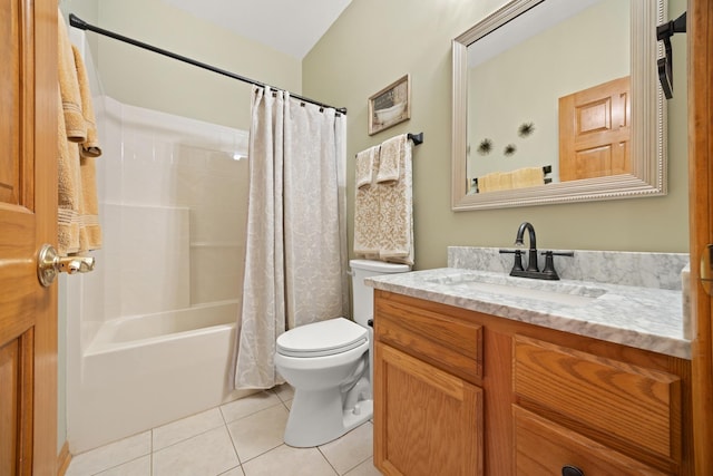 595 Sudbury Cir, Oswego, IL 60543 - bathroom featuring vanity, tile patterned flooring, toilet, and shower / bath combo