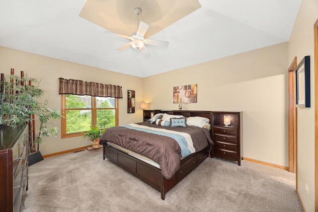 595 Sudbury Cir, Oswego, IL 60543 - bedroom with carpet, baseboards, ceiling fan, and lofted ceiling