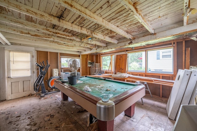 4 E Lincoln St, Mount Morris, IL 61054 - rec room featuring healthy amount of natural light, pool table, and wood ceiling