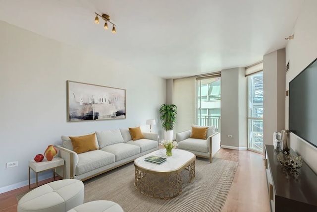 645 N Kingsbury St Unit 1203, Chicago, IL 60654 - living room featuring light wood-style flooring and baseboards