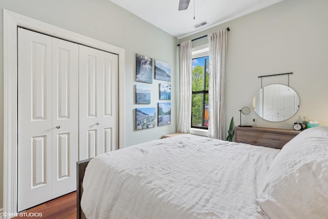 1956 W Bradley Pl Unit 2W, Chicago, IL 60613 - bedroom featuring wood finished floors, a closet, and a ceiling fan