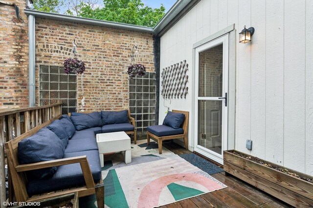 1956 W Bradley Pl Unit 2W, Chicago, IL 60613 - wooden deck with an outdoor living space