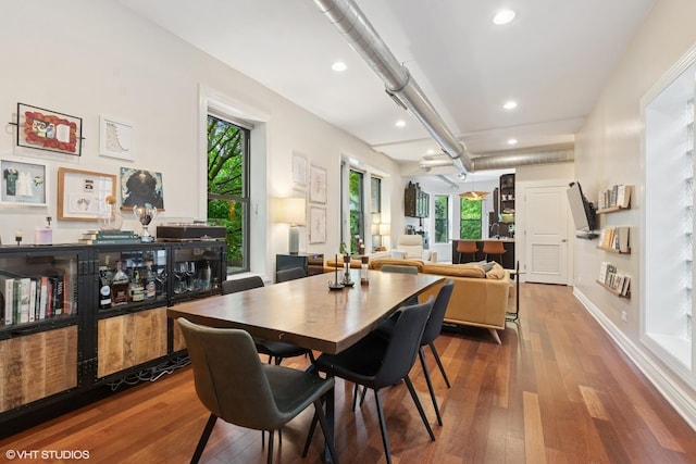 1956 W Bradley Pl Unit 2W, Chicago, IL 60613 - dining space with hardwood / wood-style flooring, healthy amount of natural light, recessed lighting, and a bar