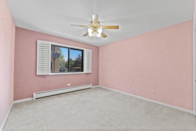 2155 N Harlem Ave Unit 205, Chicago, IL 60707 - unfurnished room with baseboard heating, a ceiling fan, carpet, and baseboards