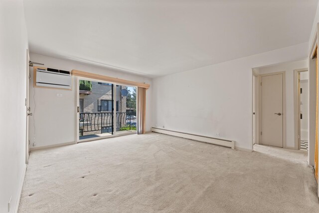 2155 N Harlem Ave Unit 205, Chicago, IL 60707 - empty room featuring baseboard heating, carpet floors, and a wall mounted air conditioner