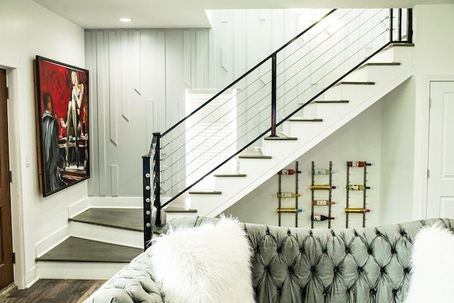 7801 S Seeley Ave, Chicago, IL 60620 - stairway featuring wood finished floors, baseboards, and recessed lighting