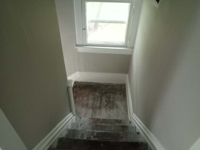2324 W Wiswall St, Peoria, IL 61605 - stairway featuring wood finished floors and baseboards