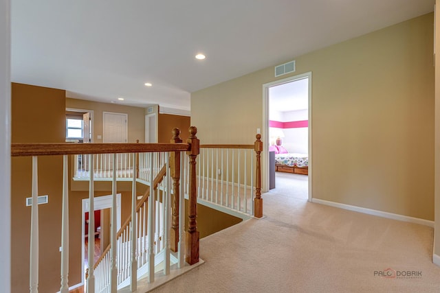 1430 Mcclellan Ct, Lindenhurst, IL 60046 - hall with an upstairs landing, carpet, recessed lighting, and baseboards