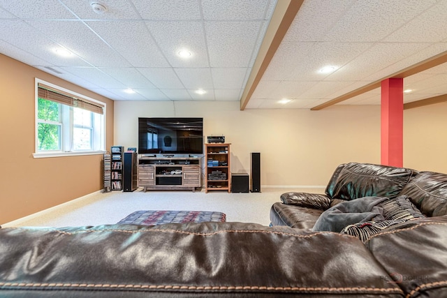 1430 Mcclellan Ct, Lindenhurst, IL 60046 - living area featuring carpet flooring, a drop ceiling, recessed lighting, and baseboards