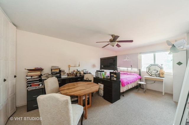 412 Bluebird Ln Unit 412, Deerfield, IL 60015 - bedroom featuring light carpet, a ceiling fan, and an office area