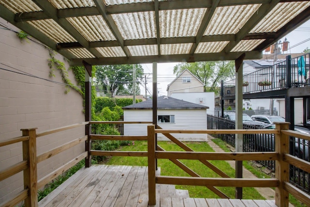 2244 W Irving Park Rd, Chicago, IL 60618 - wooden terrace featuring an outbuilding