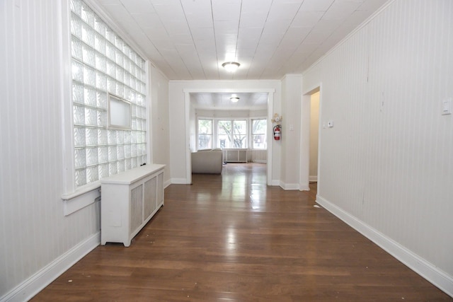 2244 W Irving Park Rd, Chicago, IL 60618 - hallway with crown molding, dark wood finished floors, and baseboards