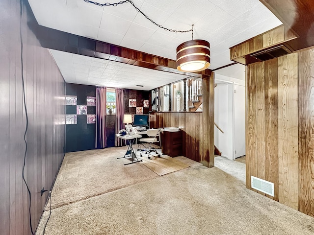 2519 Apache Ave, Sauk Village, IL 60411 - home office featuring wooden walls and carpet floors