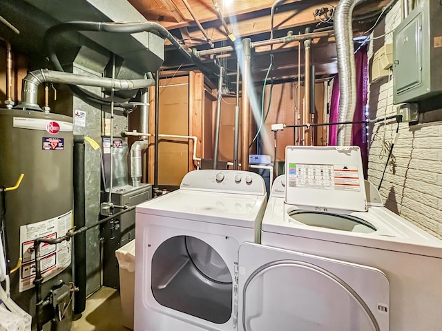 2519 Apache Ave, Sauk Village, IL 60411 - washroom with washing machine and dryer, water heater, and electric panel