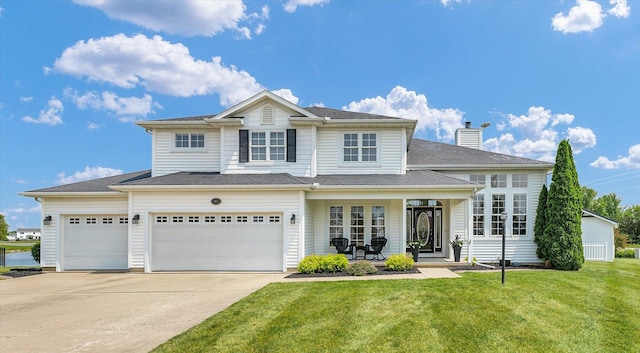 402 Cypress Ct, Saint Joseph, IL 61873 - view of front facade featuring concrete driveway, a front lawn, and a chimney