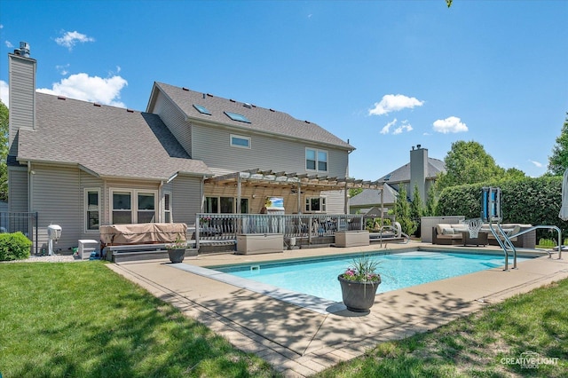 13214 Sunderlin Rd, Plainfield, IL 60585 - view of pool with an outdoor living space, a pergola, a yard, and a patio area