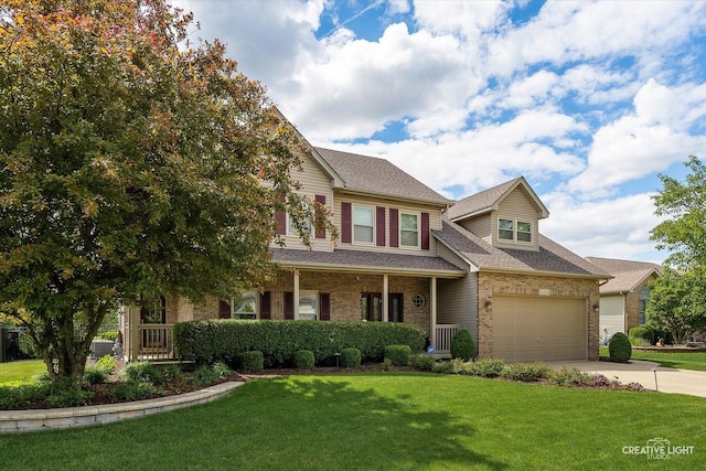 13214 Sunderlin Rd, Plainfield, IL 60585 - craftsman house featuring driveway, a front lawn, brick siding, and roof with shingles