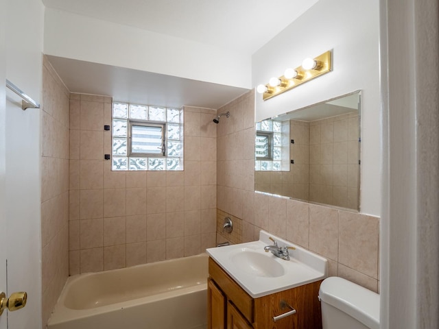 6862 W Lode Dr Unit 3A, Worth, IL 60482 - full bath with healthy amount of natural light, vanity, toilet, tile walls, and tub / shower combination