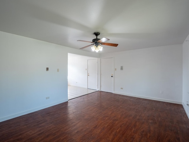 6862 W Lode Dr Unit 3A, Worth, IL 60482 - empty room with a ceiling fan, wood finished floors, and baseboards