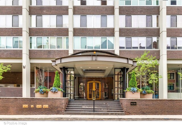 1 E Schiller St Unit 8B, Chicago, IL 60610 - property entrance with brick siding and french doors