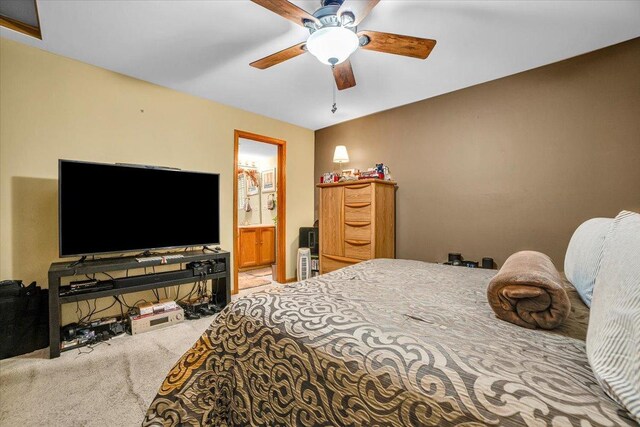 6719 W White Tailed Ln Unit 3E, Tinley Park, IL 60477 - carpeted bedroom featuring connected bathroom and ceiling fan