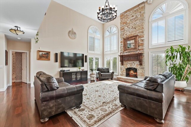 11 Moate Ln, Barrington Hills, IL 60010 - living room with a towering ceiling, plenty of natural light, and dark wood-style floors