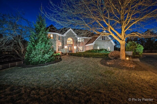 11 Moate Ln, Barrington Hills, IL 60010 - view of front of home with a yard and stone siding