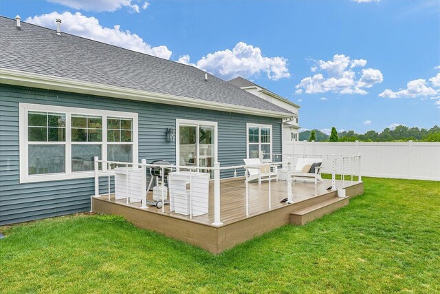 1721 S Stone Creek Blvd, Urbana, IL 61802 - back of house featuring a shingled roof and a wooden deck