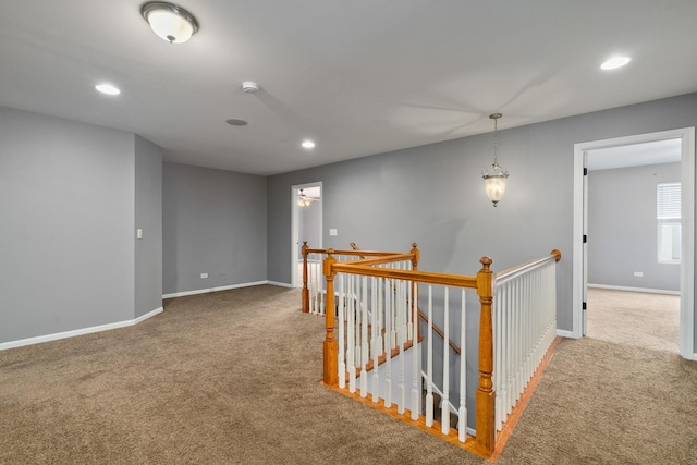 8013 Shady Oak Rd, Joliet, IL 60431 - corridor featuring an upstairs landing, carpet flooring, recessed lighting, and baseboards