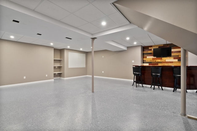 8013 Shady Oak Rd, Joliet, IL 60431 - finished below grade area with bar area, baseboards, and recessed lighting