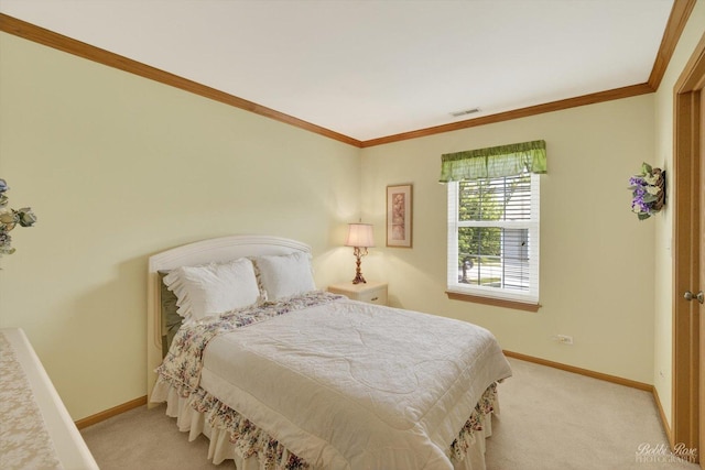 2492 Amber Ln, Elgin, IL 60123 - bedroom with light colored carpet, ornamental molding, and baseboards