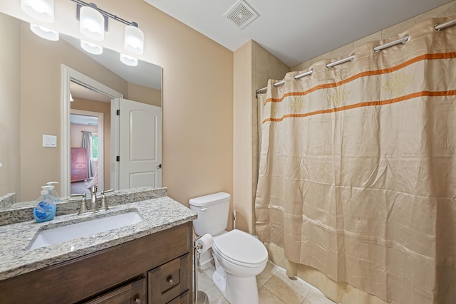 10749 Revere Cir, Mokena, IL 60448 - bathroom with vanity, tile patterned flooring, and shower / tub combo with curtain