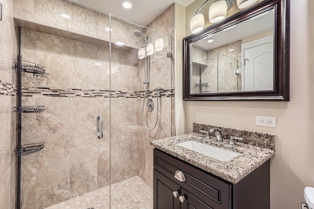406 Lauder Ln, Inverness, IL 60067 - full bathroom with vanity, a shower stall, and toilet