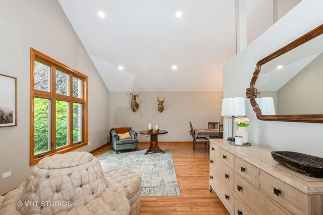 13103 W Beaver Lake Dr, Homer Glen, IL 60491 - living area with lofted ceiling, light wood-type flooring, and recessed lighting