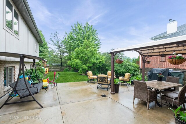 13103 W Beaver Lake Dr, Homer Glen, IL 60491 - view of patio / terrace with a gazebo, a grill, and outdoor dining area