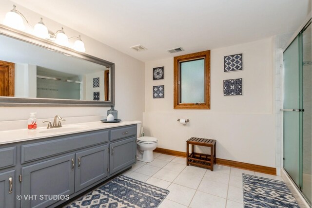 13103 W Beaver Lake Dr, Homer Glen, IL 60491 - full bathroom with vanity, a shower with shower door, and tile patterned flooring