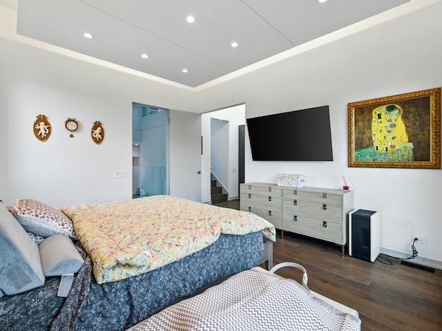 7415 W Main St, Niles, IL 60714 - bedroom with dark wood-type flooring, recessed lighting, and baseboards