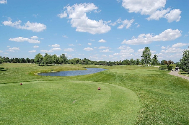 14151 131st St, Lemont, IL 60439 - view of home's community featuring view of golf course, a water view, and a lawn
