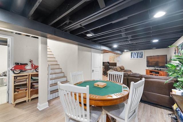 735 S Spring Rd, Elmhurst, IL 60126 - dining area with light wood finished floors and stairway