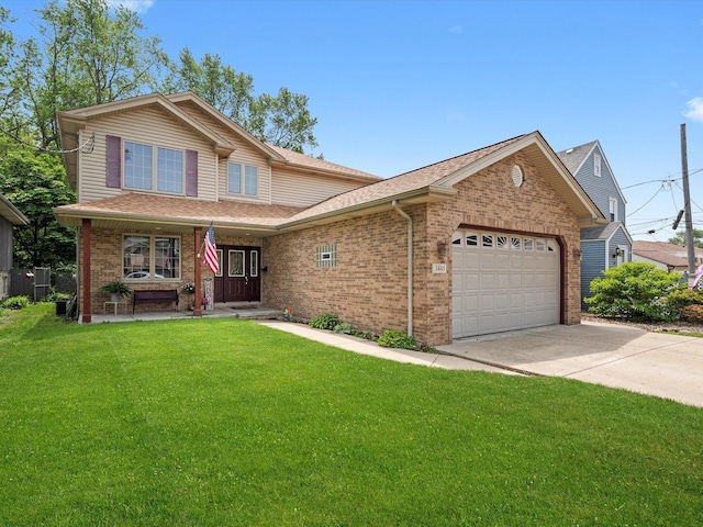 3445 W 114th St, Chicago, IL 60655 - traditional-style home featuring brick siding, an attached garage, a front lawn, and concrete driveway