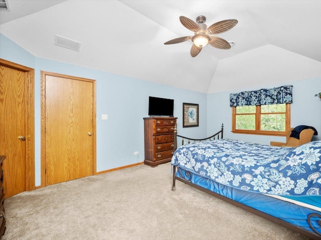 3445 W 114th St, Chicago, IL 60655 - bedroom with vaulted ceiling, carpet floors, a ceiling fan, and baseboards