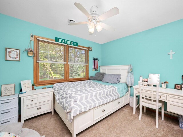 3445 W 114th St, Chicago, IL 60655 - bedroom featuring light carpet and a ceiling fan