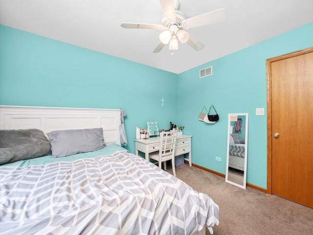 3445 W 114th St, Chicago, IL 60655 - bedroom featuring light colored carpet, ceiling fan, and baseboards