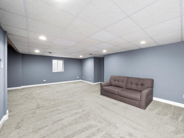 3445 W 114th St, Chicago, IL 60655 - living area with carpet floors, baseboards, recessed lighting, and a drop ceiling
